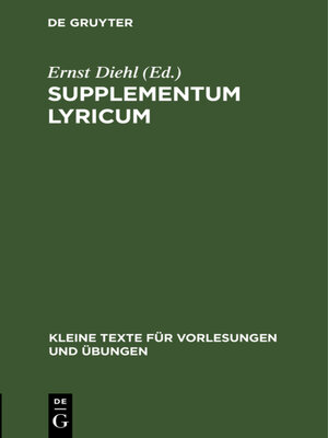 cover image of Supplementum lyricum